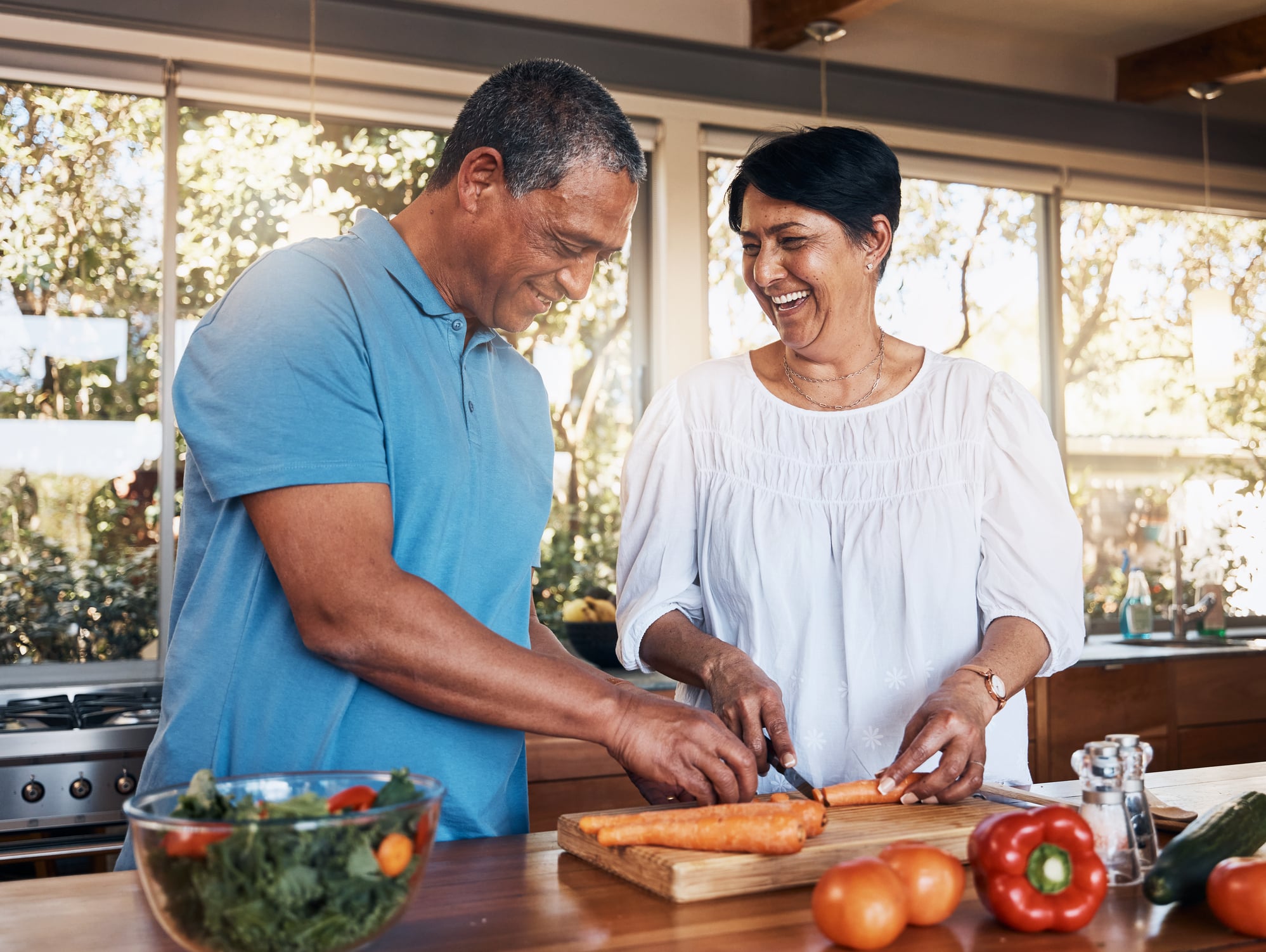 couple cooking together